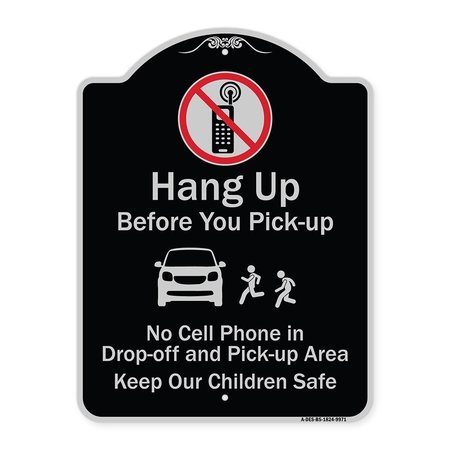 SIGNMISSION Designer Series-Hang-up Before You Pick-up Black & Silver Heavy-Gauge Alum, 24" x 18", BS-1824-9971 A-DES-BS-1824-9971